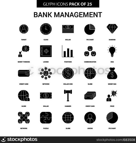 Bank Management Glyph Vector Icon set