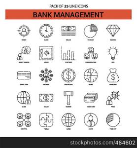 Bank Management Line Icon Set - 25 Dashed Outline Style
