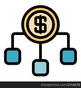 Bank money scheme icon. Outline bank money scheme vector icon color flat isolated. Bank money scheme icon color outline vector