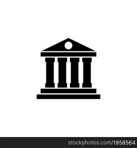 Bank or Court, Museum or Theater Building. Flat Vector Icon illustration. Simple black symbol on white background. Bank Court Museum Theater Library sign design template for web and mobile UI element. Bank or Court, Museum or Theater Building. Flat Vector Icon illustration. Simple black symbol on white background. Bank Court Museum Theater Library sign design template for web and mobile UI element.