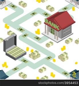 bank pattern maps isometric background vector