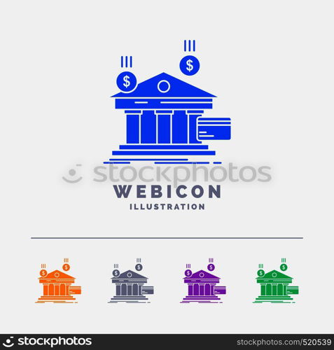 bank, payments, banking, financial, money 5 Color Glyph Web Icon Template isolated on white. Vector illustration. Vector EPS10 Abstract Template background