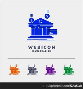 bank, payments, banking, financial, money 5 Color Glyph Web Icon Template isolated on white. Vector illustration. Vector EPS10 Abstract Template background