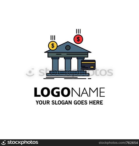 bank, payments, banking, financial, money Flat Color Icon Vector