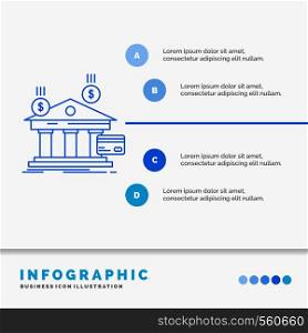 bank, payments, banking, financial, money Infographics Template for Website and Presentation. Line Blue icon infographic style vector illustration. Vector EPS10 Abstract Template background