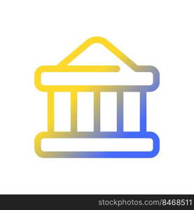 Bank pixel perfect gradient linear ui icon. Government building. Courthouse. Banking services. Line color user interface symbol. Modern style pictogram. Vector isolated outline illustration. Bank pixel perfect gradient linear ui icon