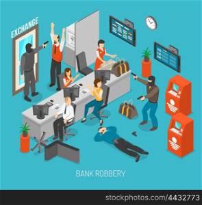 Bank Robbery Illustration . Bank Robbery Concept. Bank Robbery Design. Bank Robbery Isometric Illustration. Bank Robbery Vector.