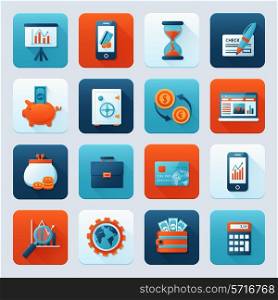 Bank service money icons set with money box storage card isolated vector illustration.