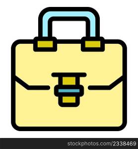 Bank suitcase icon. Outline bank suitcase vector icon color flat isolated. Bank suitcase icon color outline vector