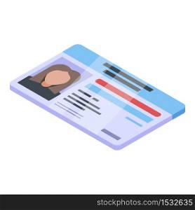 Bank teller id card icon. Isometric of bank teller id card vector icon for web design isolated on white background. Bank teller id card icon, isometric style