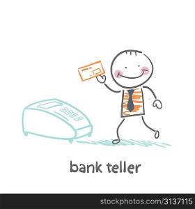 bank teller with the apparatus