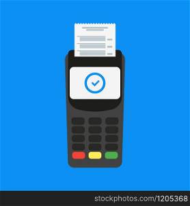 bank terminal with credit card and check in flat style, vector illustration. bank terminal with credit card and check in flat style, vector