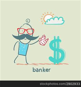 banker watering Dollar