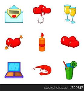 Banket icons set. Cartoon set of 9 banket vector icons for web isolated on white background. Banket icons set, cartoon style