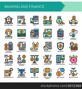 Banking and Finance, Thin Line and Pixel Perfect Icons