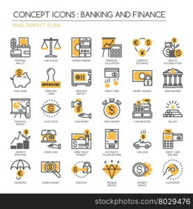 Banking and Finance , thin line icons set ,Pixel Perfect Icons&#xA;