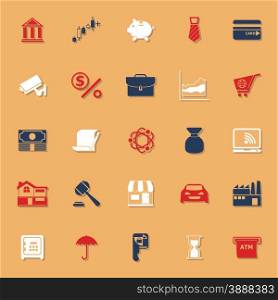 Banking and financial classic color icons with shadow, stock vector