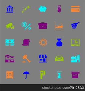 Banking and financial color icons on gray, stock vector