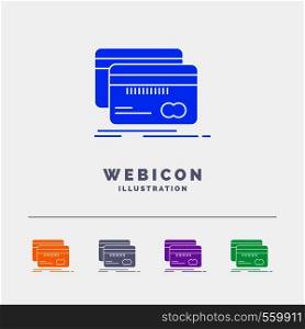 Banking, card, credit, debit, finance 5 Color Glyph Web Icon Template isolated on white. Vector illustration. Vector EPS10 Abstract Template background