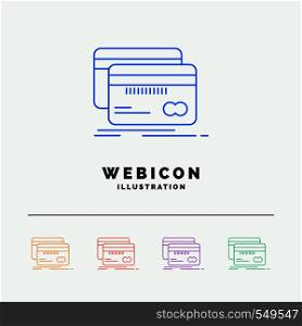 Banking, card, credit, debit, finance 5 Color Line Web Icon Template isolated on white. Vector illustration. Vector EPS10 Abstract Template background