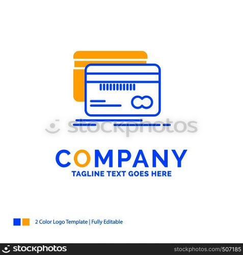 Banking, card, credit, debit, finance Blue Yellow Business Logo template. Creative Design Template Place for Tagline.