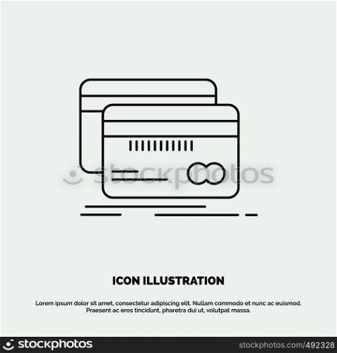 Banking, card, credit, debit, finance Icon. Line vector gray symbol for UI and UX, website or mobile application. Vector EPS10 Abstract Template background