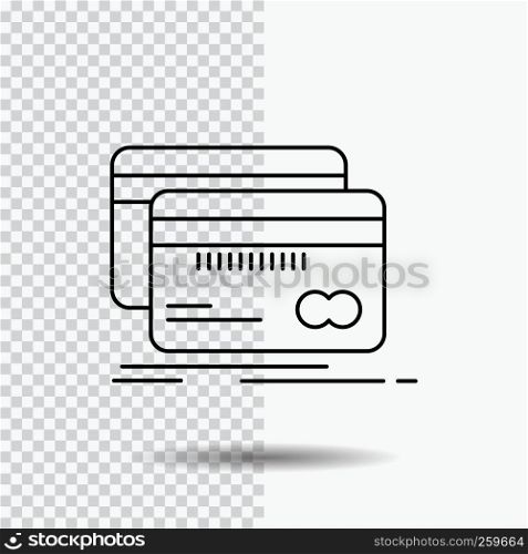 Banking, card, credit, debit, finance Line Icon on Transparent Background. Black Icon Vector Illustration