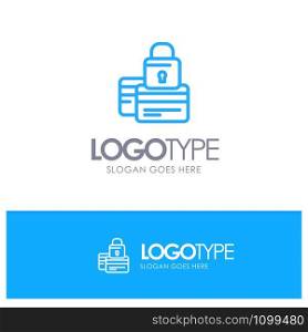 Banking, Card, Credit, Payment, Secure, Security Blue Outline Logo Place for Tagline