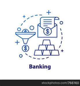 Banking concept icon. Finance management idea thin line illustration. Investment. Saving money. Vector isolated outline drawing. Banking concept icon