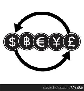 banking currency sign. Dollar, Bath, Euro, Yen and Pound Cash transfer symbol. money transfer symbol. flat style. money exchange simple icon.