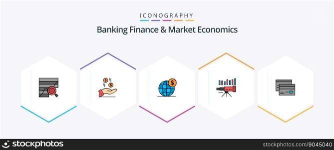 Banking Finance And Market Economics 25 FilledLine icon pack including business. international. money. globe. global