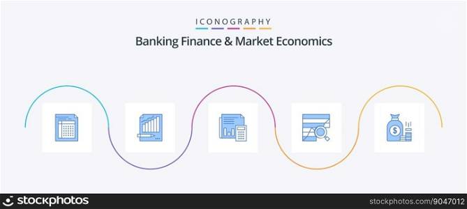 Banking Finance And Market Economics Blue 5 Icon Pack Including banking. audit. statistics. market. chart
