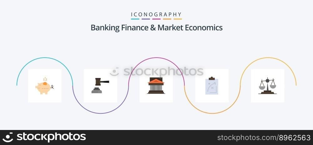 Banking Finance And Market Economics Flat 5 Icon Pack Including estate. building. court. architecture. legal