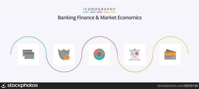 Banking Finance And Market Economics Flat 5 Icon Pack Including finance. budget. guard. analysis. dollar