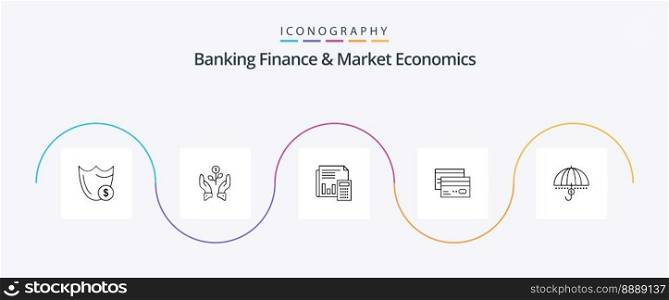 Banking Finance And Market Economics Line 5 Icon Pack Including business. banking. grow. accounting. raise