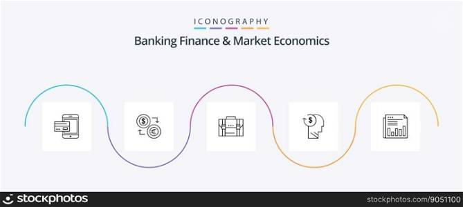 Banking Finance And Market Economics Line 5 Icon Pack Including business. money. exchange. financial. euro