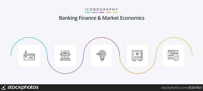 Banking Finance And Market Economics Line 5 Icon Pack Including goal. target. architecture. property. government