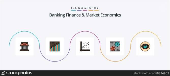 Banking Finance And Market Economics Line Filled Flat 5 Icon Pack Including chart. analytic. chart. analysis. sales