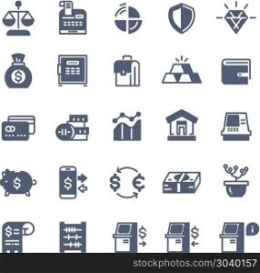 Banking finance money cash vector icons. Banking finance money cash vector icons. Money and exchange currency illustration