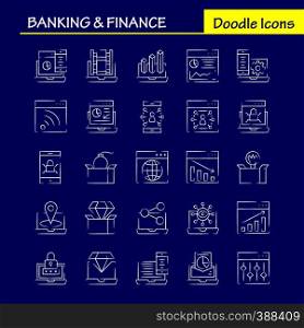 Banking Hand Drawn Icon Pack For Designers And Developers. Icons Of Bank, Banking, Internet, Internet Banking, Laptop, Security, Lock, Vector