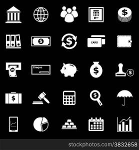 Banking icons on black background, stock vector