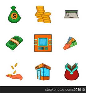 Banking icons set. Cartoon illustration of 9 banking vector icons for web. Banking icons set, cartoon style