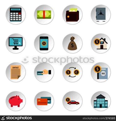 Banking icons set. Flat illustration of 16 banking vector icons for web. Banking icons set, flat style