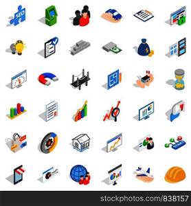 Banking icons set. Isometric style of 36 banking vector icons for web isolated on white background. Banking icons set, isometric style