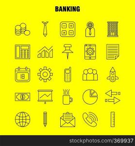 Banking Line Icon for Web, Print and Mobile UX/UI Kit. Such as  Mobile Setting, Mobile, Setting, Gear, Projector Screen, Display, Pictogram Pack. - Vector