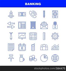 Banking Line Icon for Web, Print and Mobile UX/UI Kit. Such as: Mobile Setting, Mobile, Setting, Gear, Projector Screen, Display, Pictogram Pack. - Vector