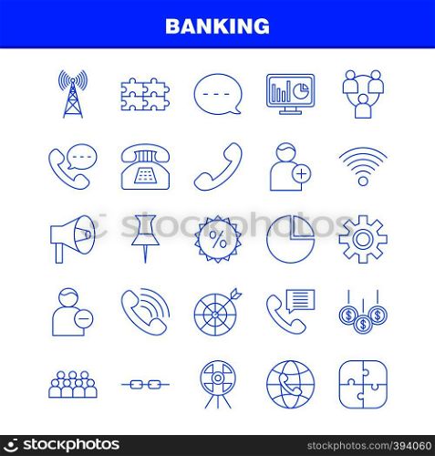 Banking Line Icon for Web, Print and Mobile UX/UI Kit. Such as: World, Online, Shopping, Phone, Telephone, Chat, Phone, Mail, Pictogram Pack. - Vector