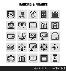 Banking Line Icon Pack For Designers And Developers. Icons Of Analysis, Financial, Graph, Report, Down, Hierarchy, Management, Organization, Vector