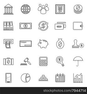 Banking line icons on white background, stock vector