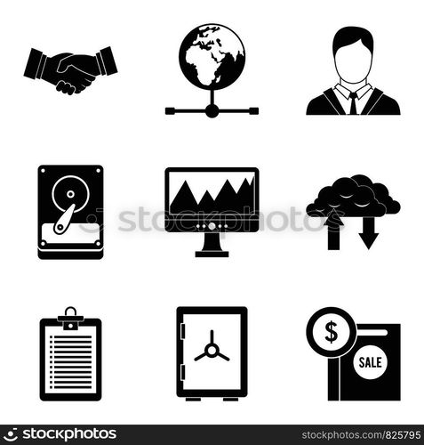 Banking protection icons set. Simple set of 9 banking protection vector icons for web isolated on white background. Banking protection icons set, simple style